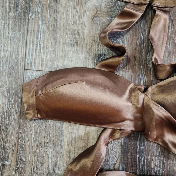 Retrofete Ross Top in Cognac Brown Size Medium NWT Satin Padded Bust - Picture 5 of 12